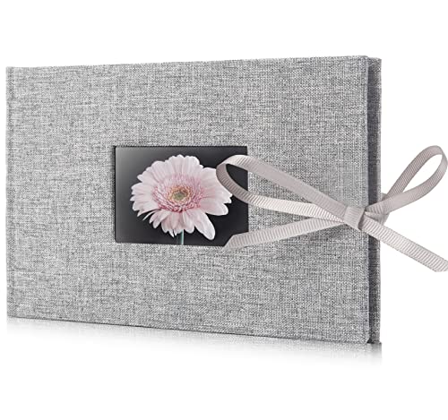 Fabmaker Small Photo Album 4x6, Picture Album, Picture Book, Mini Brag Book | Ribbon Closure, Linen Fabric Cover, Front Window, Sturdy Binding, Acid-free, PVC free, Artwork Weddings Family Boudoir - color: Light Gray, size: 12 Pockets/1PK