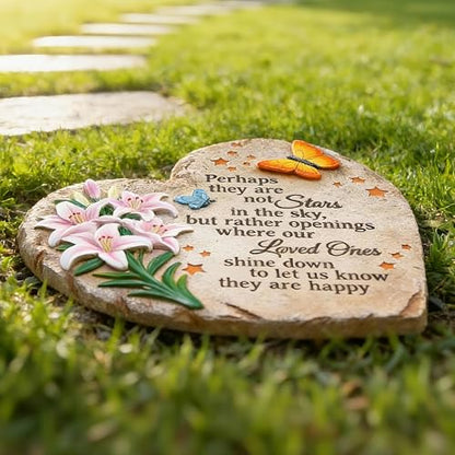 Memorial Garden Stone with Heartfelt Quote, 10 inch Garden Stepping Stones | Resin Memorial Plaques for Outdoors, Garden Stones in Memory of Loved One Gifts for Grave, Garden, Patio, Home