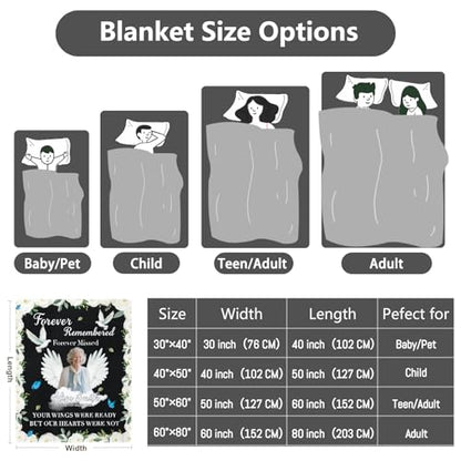 Personalized Sympathy Blanket Custom Memorial Blanket with Photos for Loss of Loved One in Loving Memory Bereavement Grief Gifts for Father Mother Husband Wife Friends (Style-4)