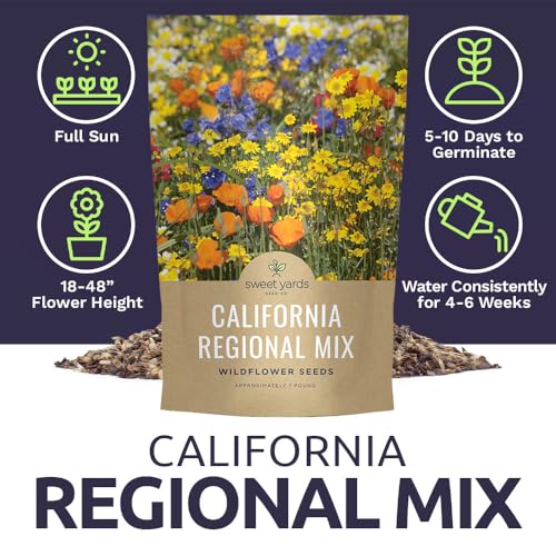 California Natives Mix - Bulk 1 Pound Bag - Over 120,000 Native Seeds - Open Pollinated and Non GMO - size: Bulk 1 Pound, style: California Regional Mix