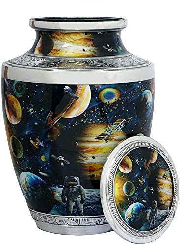 BOLD & DIVINE Cosmic Galaxy Cremation Urn | Human Ashes Adult Memorial urn, Burial, Funeral Cremation Urns | 200 Cubic Inches Adult/Large with Velvet Bag - color: Cosmic Galaxy