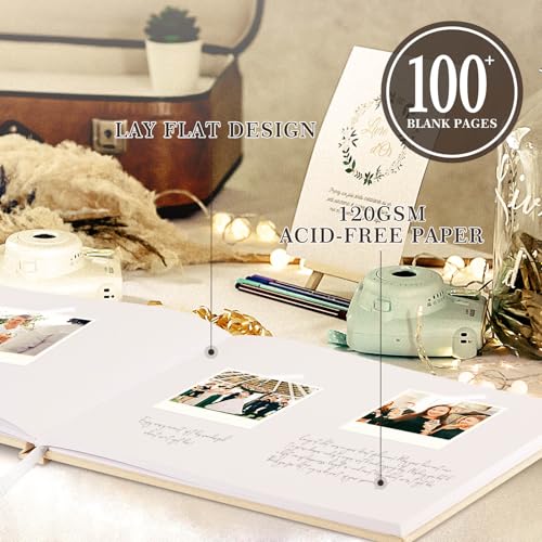 Lanpn Wedding Guest Book with 108 Blank Pages - Elegant Linen Hardcover Guestbook Wedding Reception for Sign in and Photos - Guest Book for Wedding Bridal Shower Baby Shower Party (Blue) - color: Blue