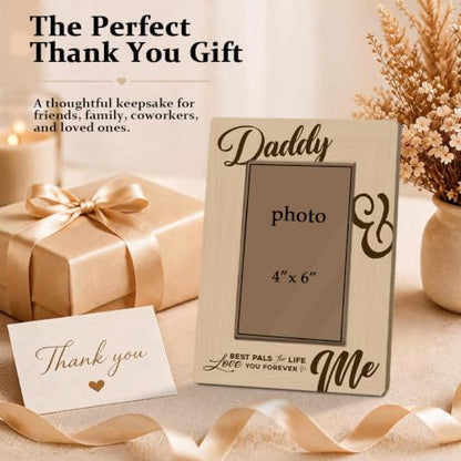 Daddy and Me Picture Frame Holds 4 x 6 Photo, Rustic Wooden Tabletop Display with Best Pals for Life Message, Sentimental Gift for Dad - color: Father15