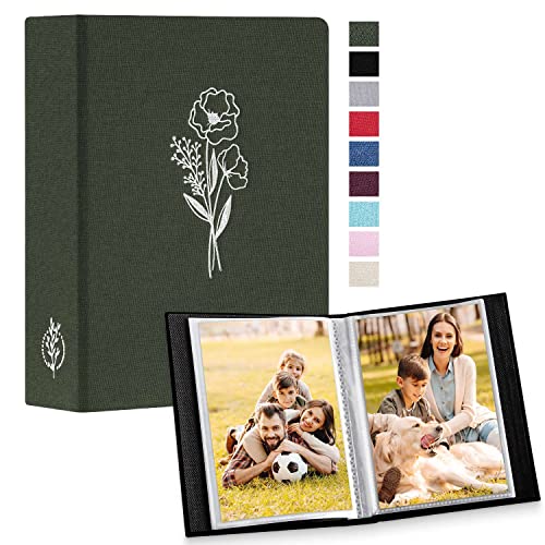 Lanpn Photo Album 4x6 50 Pictures 2 Packs, Small Mini Capacity Linen Photo Book Sets, Each Pack Holds 100 Top Loader Vertical Only Picture for Kids Boy Girls Green - color: Green, size: 50 Pockets/2PK
