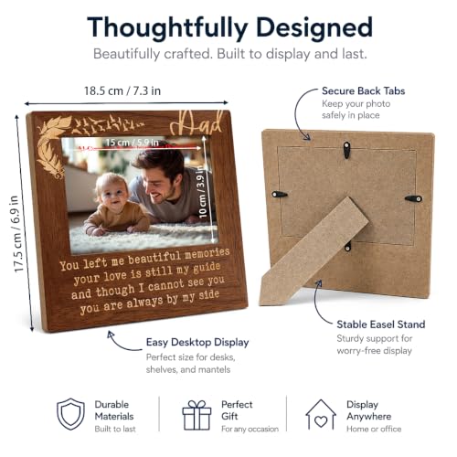 Memorial Gifts for Loss of Dad, 4x6 Rustic Photo, Sympathy Picture Frame,Sympathy Gifts for Loss of Father,Bereavement Remembrance Funeral Condolence Grief Gift, 6.9 x 7.3 in - color: Father 04