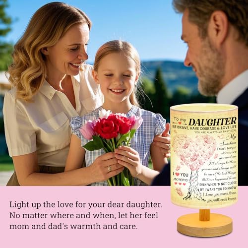 WSYEAR Daughter Gifts from Mom, to Daughter Fabric Table Lamp, Birthday Graduation Gifts for Daughter from Mom Dad, Bedside Table Lamp Gifts for Daughter Adult from Mother - color: Daughter Lamp