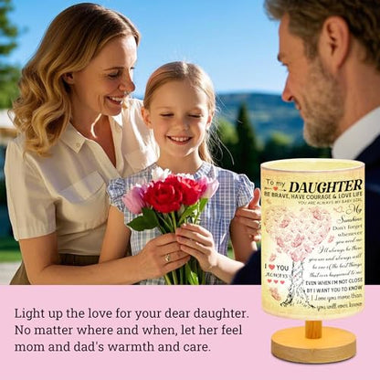 WSYEAR Daughter Gifts from Mom, to Daughter Fabric Table Lamp, Birthday Graduation Gifts for Daughter from Mom Dad, Bedside Table Lamp Gifts for Daughter Adult from Mother - color: Daughter Lamp