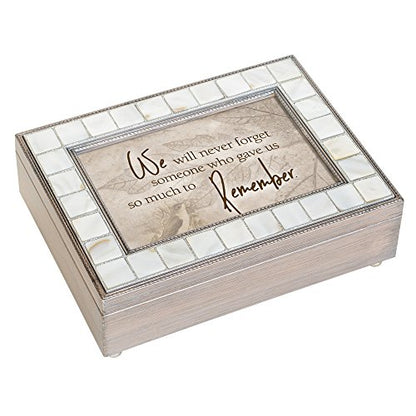 Cottage Garden Never Forget Someone Mother of Pearl Grey Jewelry Music Box Plays Wind Beneath My Wings