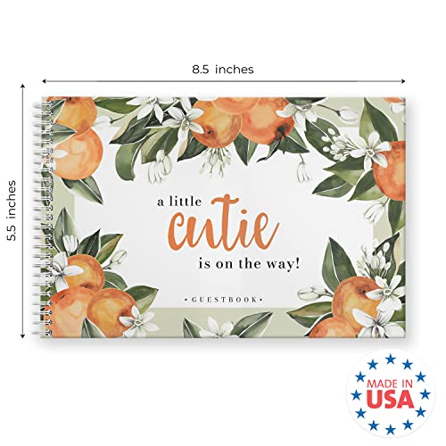 Canopy Street Hardcover Little Cutie Baby Shower Guestbook / 120 Lined Guest Signature Pages Inside / 5.5" x 8.5" Landscape Lay Flat Gender Neutral Guest Book/White Metal Spiral Binding - color: Little Cutie