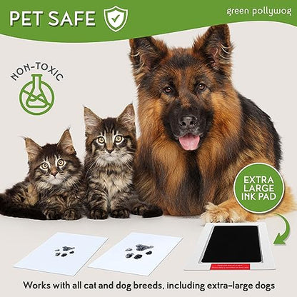 Green Pollywog Wood Base Paw Print Frame Kit with Ink Pad, Set of 2 - size: Wood Base Paw Print Frame Kit