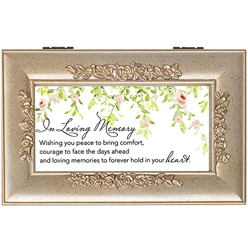 Cottage Garden In Memory Champagne Petite Rose Jewelry Music Box Plays Wind Beneath My Wings
