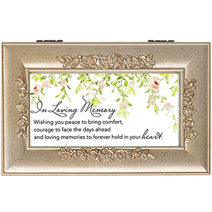 Cottage Garden In Memory Champagne Petite Rose Jewelry Music Box Plays Wind Beneath My Wings