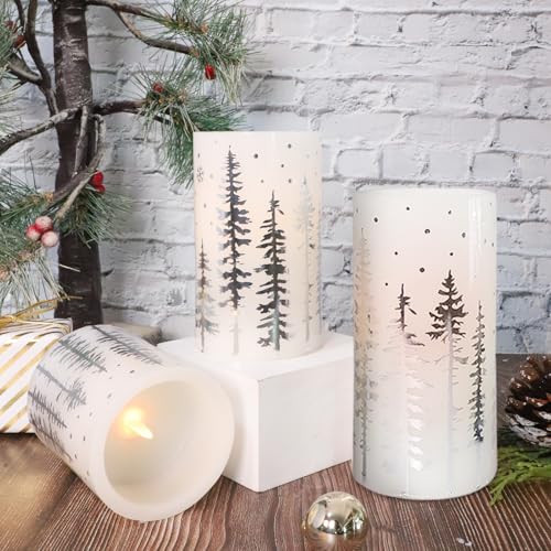 Crystal Club Christmas Flameless Candles, Holiday LED Candles - style: Silver Christmas Tree
