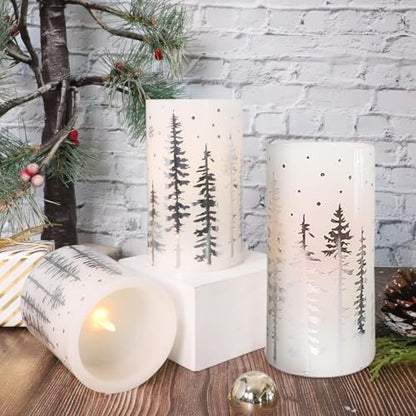 Crystal Club Christmas Flameless Candles, Holiday LED Candles - style: Silver Christmas Tree
