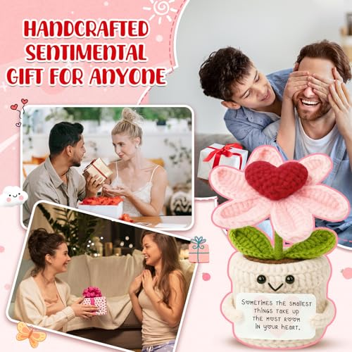 Inspirational Gifts for Women Men - Smallest Things Take Up the Most Room Crochet Flower Ornament - Sentimental Christmas Birthday Thinking of You Present for Her Him Best Friends - color: Thinking of You