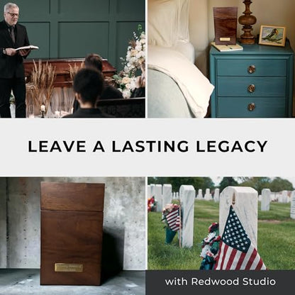 Walnut Wood Cremation Urns for Human Ashes | Large 200 lb Capacity Memorial Box | Handmade Keepsake Urn with Bag & Engraving Plaques |
