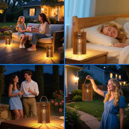 2-Pack Solar Lanterns Outdoor Hanging Portable Table Top Decorative Lamp DIY Lantern Lights Water-Resistant for Outside Patio Yard Garden Porch - style: Solar B