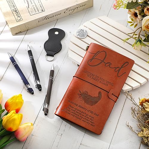 Fulmoon Memorial Gifts for Loss of Dad, Letters to Dad in Heaven Included 1 Grief Journal Travel Photo Diary Journal 1 Pocket Hug 1 PU Keychain 3 Ballpoint Pens Bereavement Gifts for Loss of Father - style: Dad