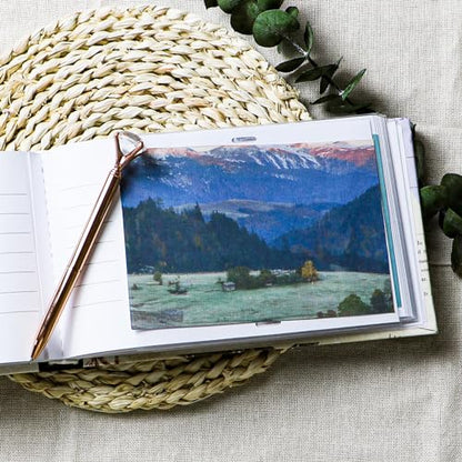 Holoary Photo Album 4x6, Picture Album Holds 50 Horizontal Photos, Memo Writing Area for Each Pocket, Printing Cover Small Photo Book with Front Window, Small Photo Album for Travel Vacation Adventure - size: 50 Pockets