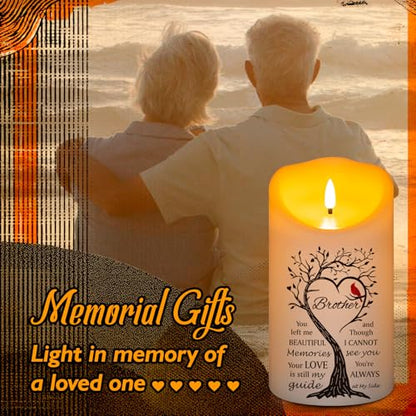 Flameless Memorial Candle, Real Wax LED Light with Remote Sympathy Bereavement Gifts for Loss of Loved One Sympathy Candles for Loss of Brother Remembrance Gifts (4" x 7") - color: Brother