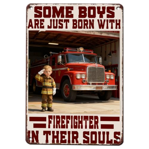 Firefighter Metal Signs Firefighter Vintage Tin Sign 16x12 Inch - color: Firefighter 1 Wall Decor, size: 12x16 Inch(40x30CM)
