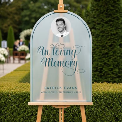 Personalized In Loving Memory Funeral Sign With Photo (Paper) - color: Sign 3