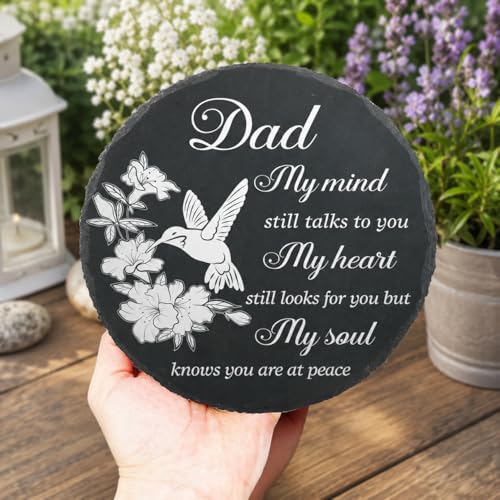 Dad Memorial Stone Memorial Gifts for Loss of Dad, Loss of Father Sympathy Gifts in Memory of Dad Grave Garden Stepping Slate Stones