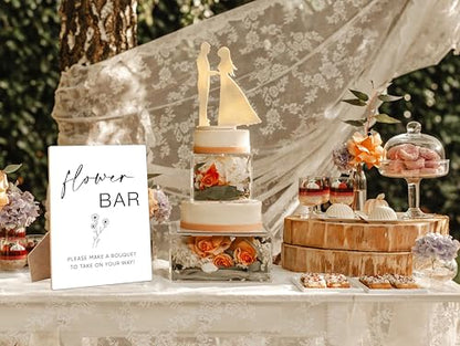 Flower Bouquet Bar Sign, 8×11 Inches Wooden Sign With Stand, Minimalist Gender Neutral Tabletop Decor for Baby Shower, Bridal Shower, Wedding Reception, Event Party Favor Supplies-15 - style: Flower Bar