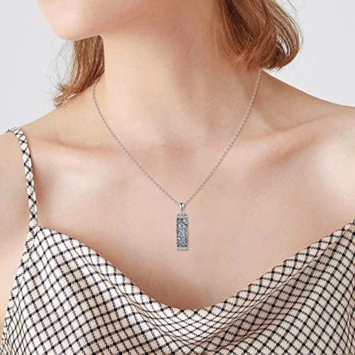 TOUPOP Tree of Life Cremation Jewelry Urn Necklace for Ashes for Women Men 925 Sterling Silver Cylinder Urn Pendant Necklaces for Human Ashes of Loved Ones Keepsake Memorial Gifts - style: 5-Lily