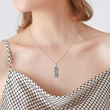 TOUPOP Tree of Life Cremation Jewelry Urn Necklace for Ashes for Women Men 925 Sterling Silver Cylinder Urn Pendant Necklaces for Human Ashes of Loved Ones Keepsake Memorial Gifts - style: 5-Lily