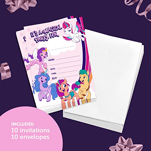 Desert Cactus My Little Pony Birthday Party Invitation Cards 10 count (C) | 10 Pack Birthday Party Invitation Cards, with Envelopes for Kids, Boys and Girls Party Events and Gathering