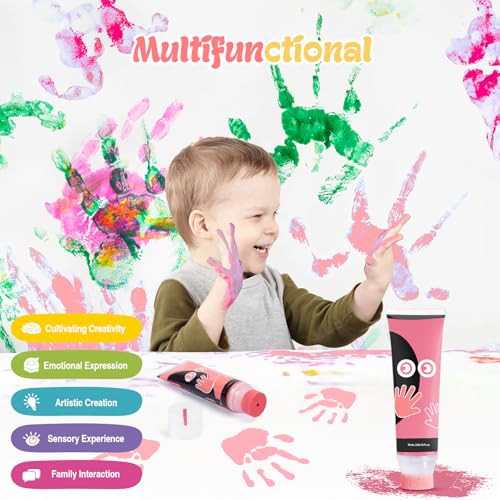 Nabance 2.54 fl oz Bright Pink Baby Hand and Footprint Friendly Ink Paint, Dog Cat Paw Print Safe Ink, Non-Toxic Acid-Free, Safe Gentle for Home School Christmas New Year DIY Keepsake Stamp - color: Bright Pink