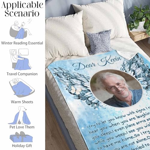 Custom Memorial Blanket with Photo - Sympathy Gift for Loss of Loved One - color: Style 5