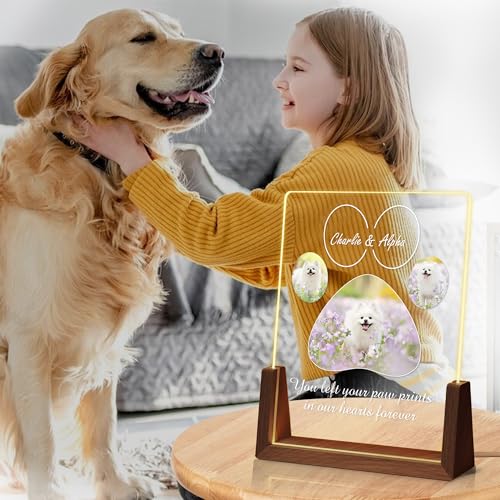 Personalized Dog Memorial Gifts, Custom Acrylic Light Up Picture Frame | Custom Pet Loss Gifts Cat Pet Memorial Gifts with Pictures for Pet Lover, Loss of Dog Sympathy Gifts - color: style-5