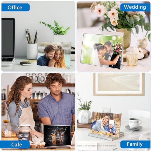 6 Pack 7"x 5" Clear Acrylic Self Standing Picture Frames，Photo Frame Stand Perfect for Showcasing Memories Tabletop Display for Home or Office Décor，Horizontal