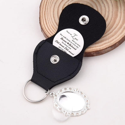 Custom Memorial Pocket Hug Coin with Photo Charm Keychain Sympathy Gifts | Memorial Gifts for Loss of Loved One, Bereavement Gift With Black Leather Keychain, Picture Frame Keychain, Handbag Bag Charm - color: Love Unseen