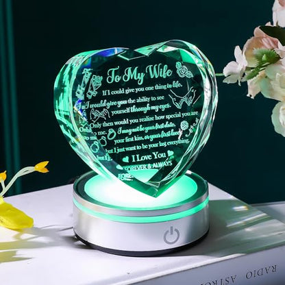 Crystal Heart Wife Gift Laser Engraved Love Message - color: Wife Gift-1