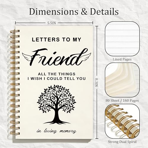 FTKBGHY Best Friend Memorial Gifts Grief Journal Notebook, Sympathy Notebooks Gifts for Loss of Best Friends, Bereavement Gift, Letters to My Friend Journal, 5.5x8.3 Inch - color: Colour-11