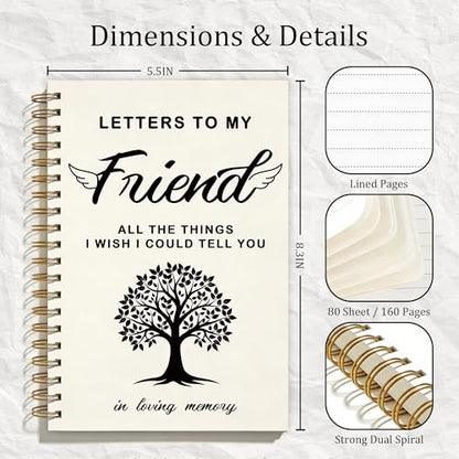 FTKBGHY Best Friend Memorial Gifts Grief Journal Notebook, Sympathy Notebooks Gifts for Loss of Best Friends, Bereavement Gift, Letters to My Friend Journal, 5.5x8.3 Inch - color: Colour-11