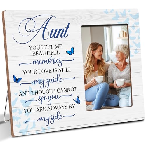 Aunt Memorial Bereavement Wooden Picture Frame Gifts for Loss of Aunt, Always By My Side Sympathy Gifts for Loss of Auntie, Fits 4x6 Photo Frame - color: Blue-aunt