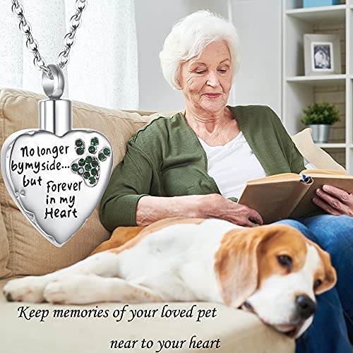 Fashion Pet Cremation Jewelry Stainess Steel Heart Keepsake Ashes Necklace Dog Cat Paw Memorial Urn Pendant - color: Gold
