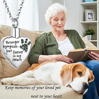 Fashion Pet Cremation Jewelry Stainess Steel Heart Keepsake Ashes Necklace Dog Cat Paw Memorial Urn Pendant - color: Gold