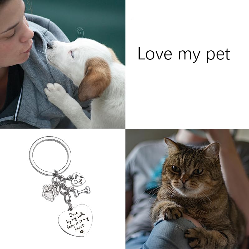 Dog Memorial Gifts for Loss of Dog Keychain Sympathy Gift for Women Men Puppy Remembrance Gift for Dog Lover - style: By My Side Dog