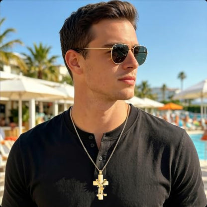 zeqingjw Cross Urn Necklace for Ashes for Men Women Stainless Steel Cremation Golf Clubs Jewelry Ashes Keepsake Memorial Pendant Ash Holder of Loved Ones - color: Gold