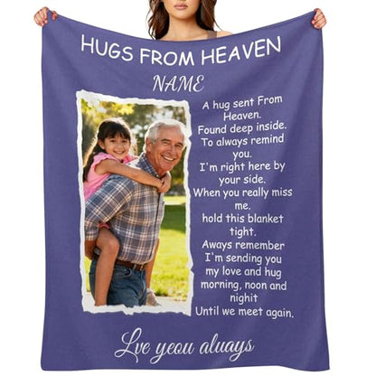 Custom Memorial Blanket with Photos for Loss of Loved One, Thanksgiving Gifts Personalized Sympathy Blanket for Loss of Dad Mom Husband Wife Friend of Loved One Gifts, Ships Next Day Made in USA - color: Style 3