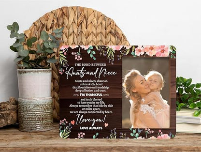 Niece and Aunt Picture Frame, Blush Pink Floral Wood Photo Frame, Birthday Graduation Gifts for Niece, Mother's Day Christmas Birthday Gifts for Aunt, The Bond Between Aunts And Niece Frame -a07 - style: Niece and Aunt