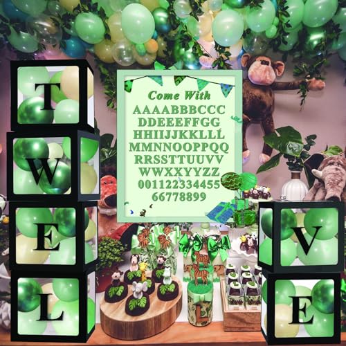 Ledido Transparent Balloon Boxes with 78 Letters Numbers for Custom Name - color: Black, size: 6PCS Boxes