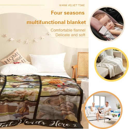 D-Story Personalized Blanket with 10 Photos Custom Blanket for Adults Kids Birthday Xmas for Dad Mom Son Daughter Family Picture Throw Blanket - color: A-10 Photos Design