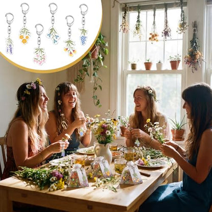 Liliaafar 72 Pcs Wildflower Party Favors Set Acrylic Wildflower Keychains with Thank You Cards & Organza Bags Gifts for Mothers Day Bridal Showers Bachelor Parties and Weddings - style: Wildflowers