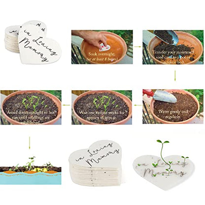 Ezoon Plantable Wildflower Seed Paper Hearts In Loving Memory 50 Pack Funeral Favors